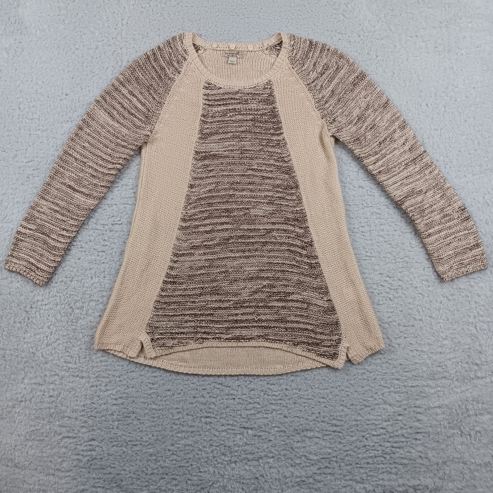 One World Sweater Women S Beige Brown Colorblock Marled Mixed Knit 5470040037C